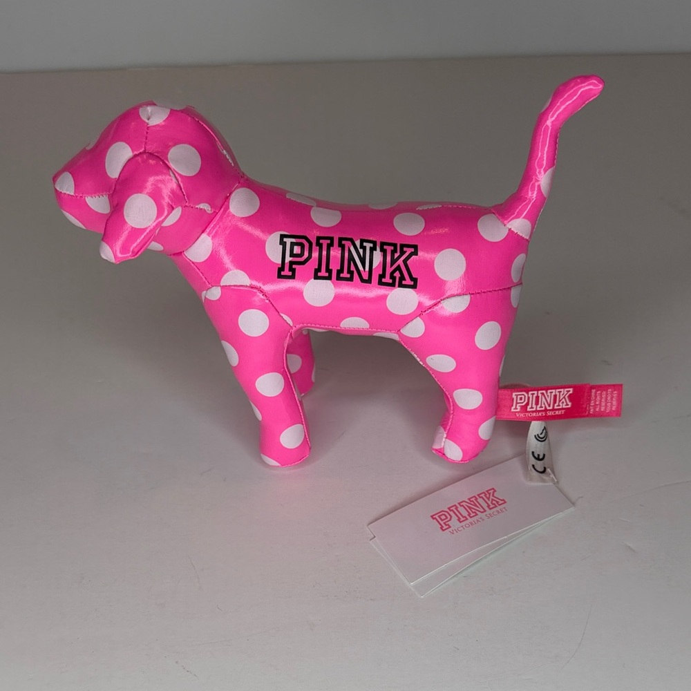 PINK Victorias Secret polka dots plush dog